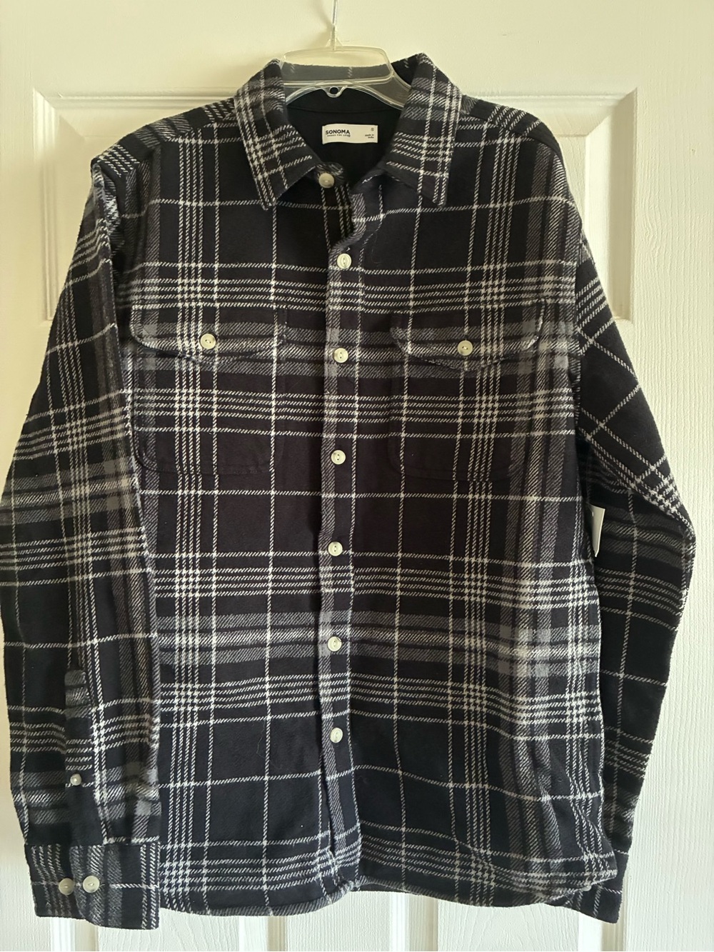 Sonoma Black and White Plaid Button-Down Shirt